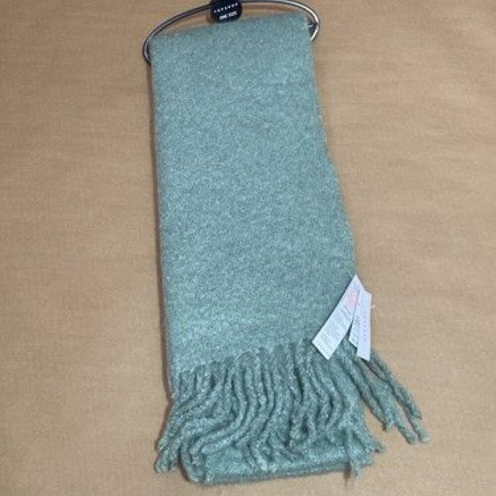 Light Sage Green Fringe Edge Winter Scarf Wrap